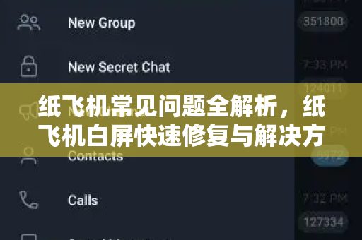 纸飞机常见问题全解析，纸飞机白屏快速修复与解决方案