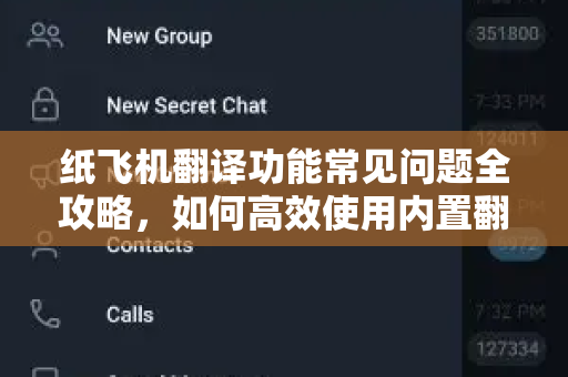 纸飞机翻译功能常见问题全攻略，如何高效使用内置翻译？