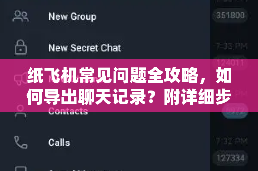 纸飞机常见问题全攻略，如何导出聊天记录？附详细步骤与解答
