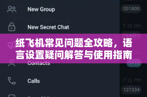 纸飞机常见问题全攻略，语言设置疑问解答与使用指南